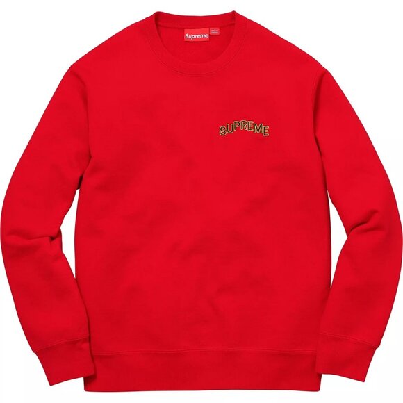 Supreme Men’s red cotton fleece lined Step Arc crewneck sweatshirt, sz L - Picture 1 of 8